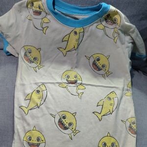 Kids Shark Print T-Shirt - Blue and Yellow